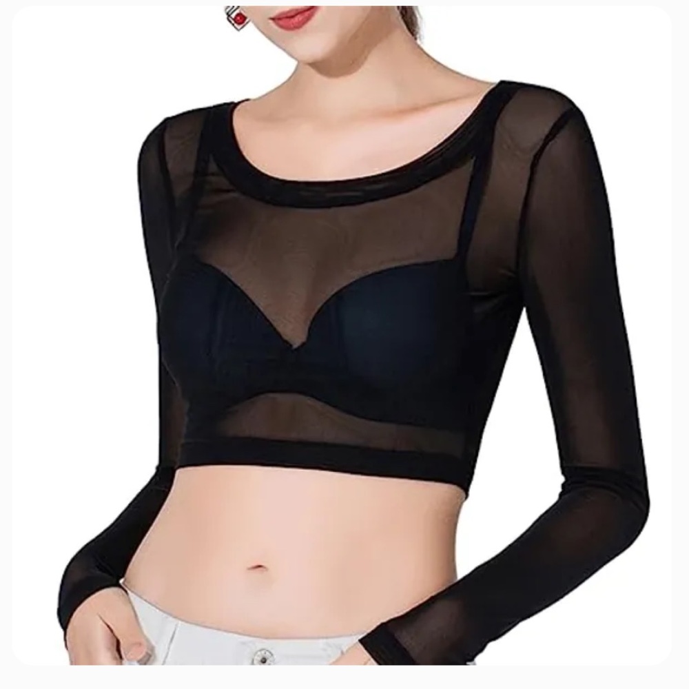 Samuel Dong Black Sheer Crop Top